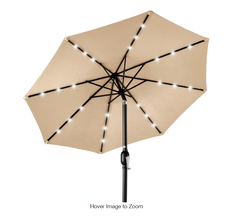 Market Solar LED Lighted Tilt Patio Umbrella with UV-Resistant Fabric