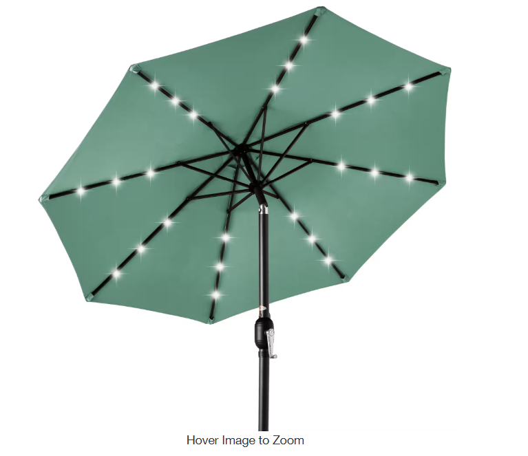 Market Solar LED Lighted Tilt Patio Umbrella with UV-Resistant Fabric
