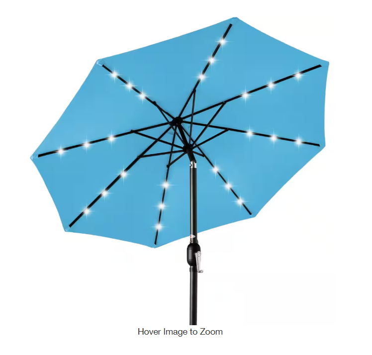 Market Solar LED Lighted Tilt Patio Umbrella with UV-Resistant Fabric