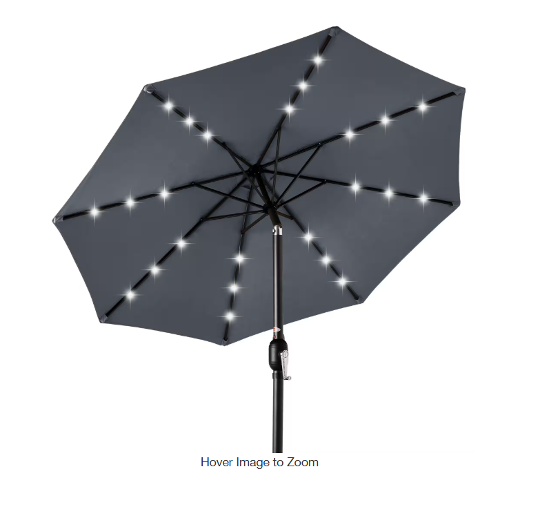 Market Solar LED Lighted Tilt Patio Umbrella with UV-Resistant Fabric