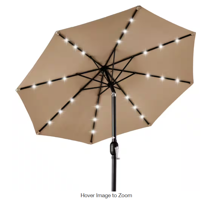 Market Solar LED Lighted Tilt Patio Umbrella with UV-Resistant Fabric