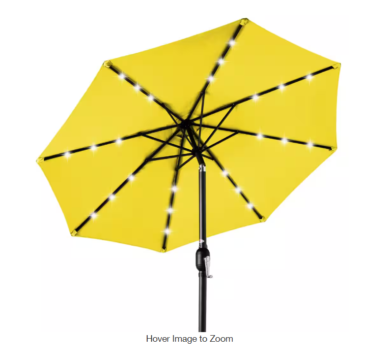 Market Solar LED Lighted Tilt Patio Umbrella with UV-Resistant Fabric