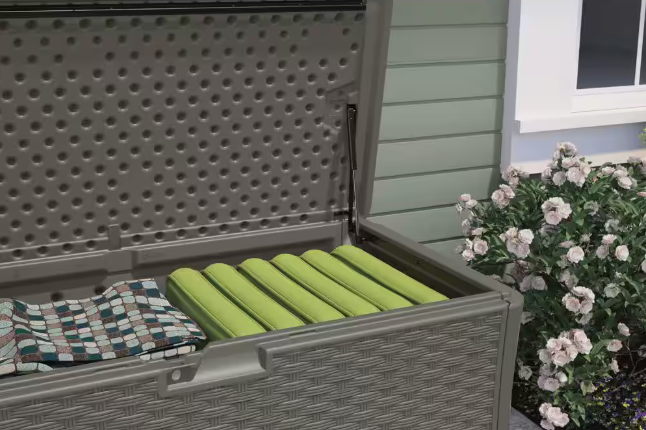 134 Gal. Plastic Wicker Deck Box