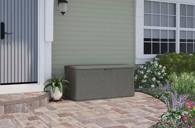 134 Gal. Plastic Wicker Deck Box