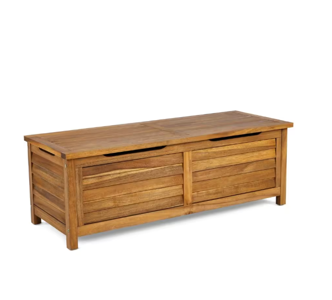 65.67 Gal. Golden Teak Brown Wooden Storage Deck Box