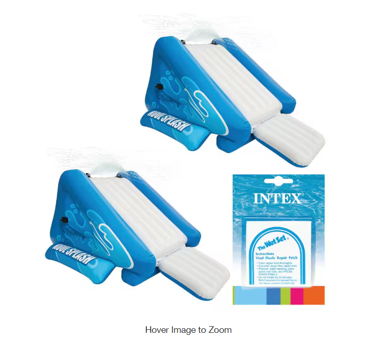 Blue Vinyl Inflatable Swimming Pool Water Slide and Repair Kit, Blue (2-Pack)