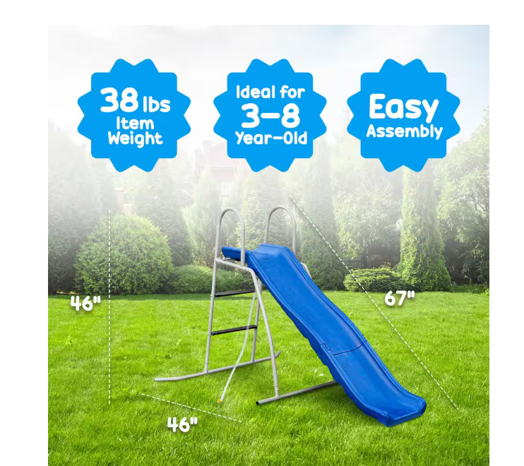 Water Wave Slide with Built-In Adjustable Water Sprinkler, 6 ft.