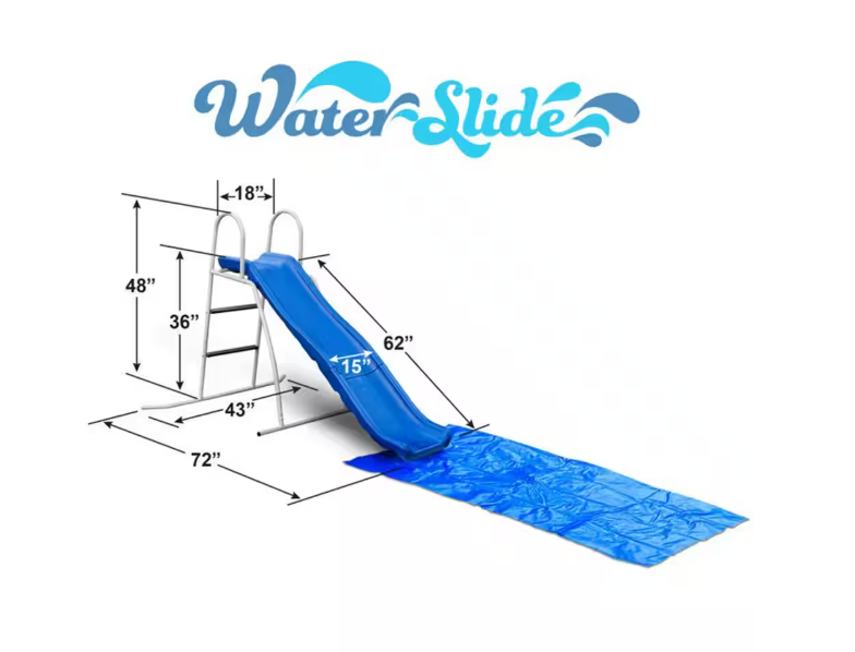 Water Wave Slide with Built-In Adjustable Water Sprinkler, 6 ft.