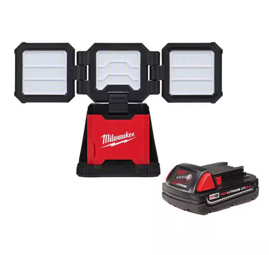 18-Volt Lith-Ion cordless 4500 Lumens ROVER Dual Power Triple-Panel Flood