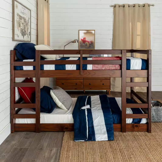 Solid Wood Twin Over Twin Bunk Bed