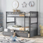 Twin Size Wood Bunk Bed with 2-Drawers