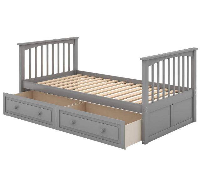 Twin Size Wood Bunk Bed with 2-Drawers