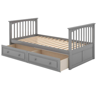 Twin Size Wood Bunk Bed with 2-Drawers