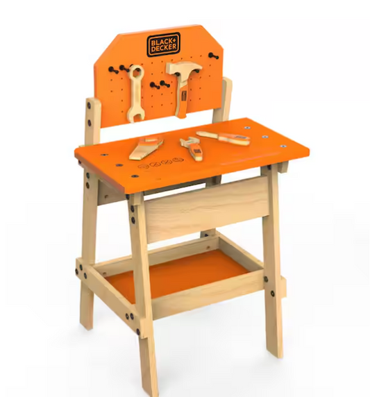 Kids Workbench and 6-Piece Wooden Tool Set