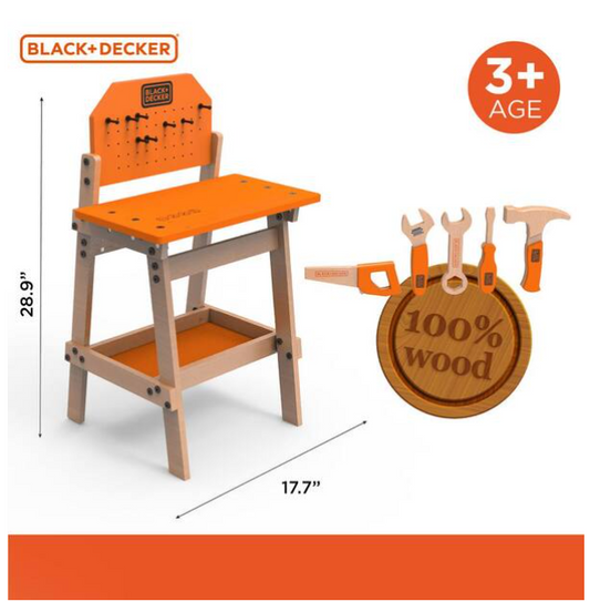 Kids Workbench and 6-Piece Wooden Tool Set
