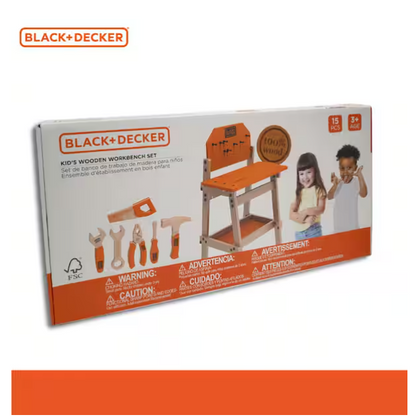 Kids Workbench and 6-Piece Wooden Tool Set
