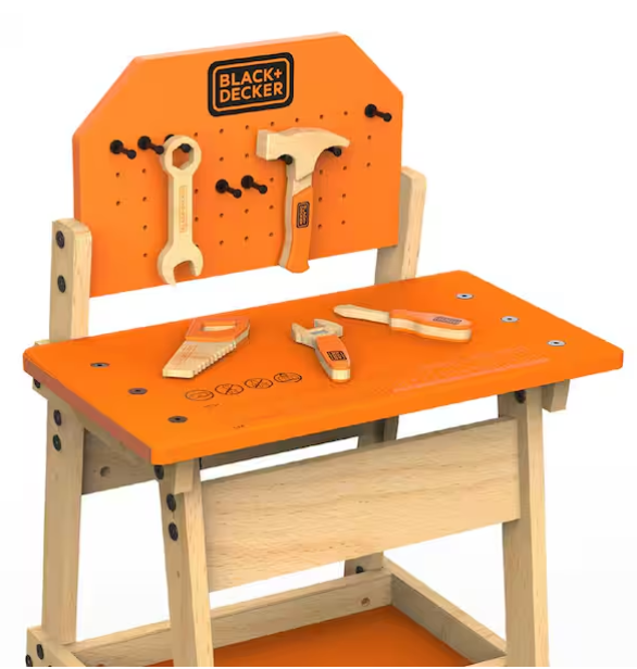 Kids Workbench and 6-Piece Wooden Tool Set