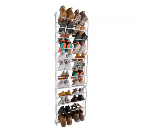 71.26 in. H 24-Pair White Plastic Hanging Shoe Organizer