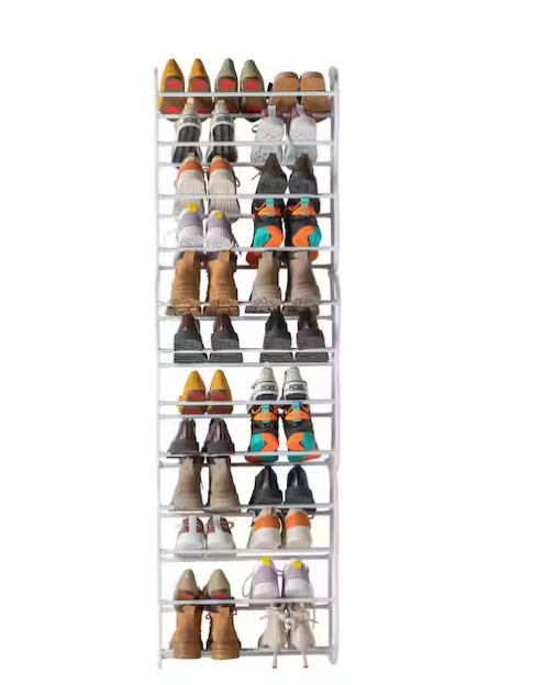71.26 in. H 24-Pair White Plastic Hanging Shoe Organizer