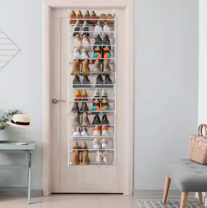 71.26 in. H 24-Pair White Plastic Hanging Shoe Organizer