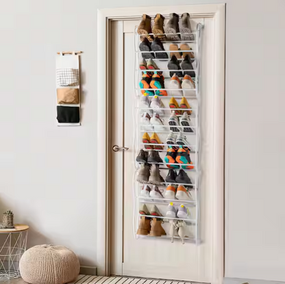 71.26 in. H 24-Pair White Plastic Hanging Shoe Organizer