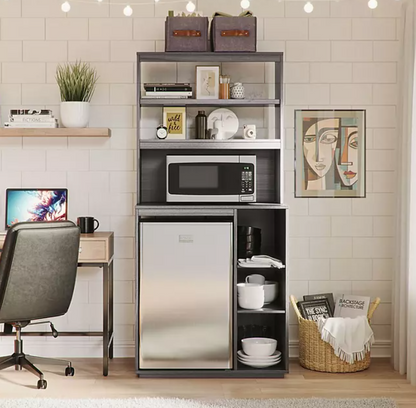 1 St. Best 74" The Organization Station with Mini Refrigerator and Microwave Storage Space, Assorted Colors