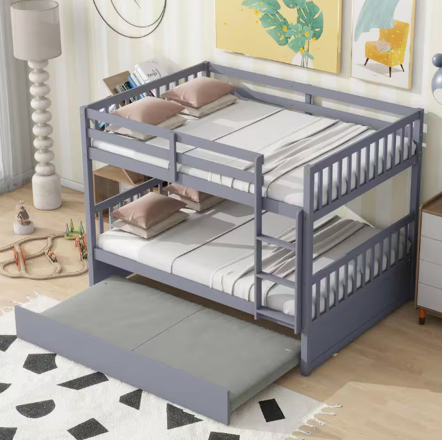 Twin Size Wood Bunk Bed with 2-Drawers