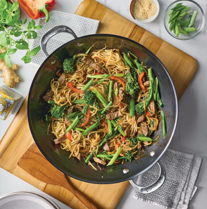 Anolon EverLast Carbon Steel 4-piece Wok and Teak Tool Set