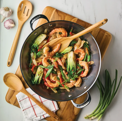 Anolon EverLast Carbon Steel 4-piece Wok and Teak Tool Set