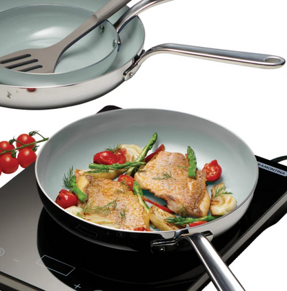 3-piece Tri-Ply Clad Stainless Steel Ceramic Nonstick Fry Pan Set
