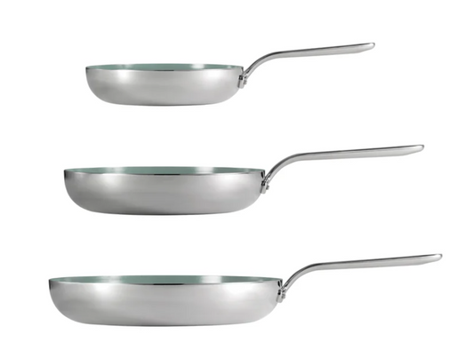 3-piece Tri-Ply Clad Stainless Steel Ceramic Nonstick Fry Pan Set