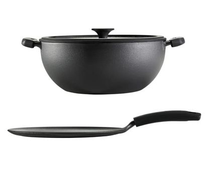 Tramontina 3-piece Cast Iron 7-quart Deep Kadai & Flat Tawa Cookware Set