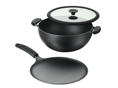 Tramontina 3-piece Cast Iron 7-quart Deep Kadai & Flat Tawa Cookware Set
