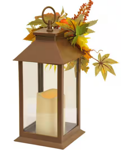 Sunflower and Pumpkin Harvest Lantern - 14in