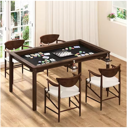 Wood Poker Table Convertible Gaming Table for 4-6 Players with Removable Tops