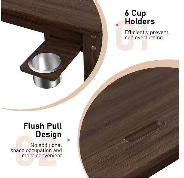 Wood Poker Table Convertible Gaming Table for 4-6 Players with Removable Tops