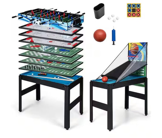 14 in 1-Combo Game Table Set with Foosball Air Hockey Ping Pong Chess Shuffleboard