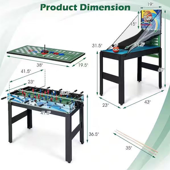 14 in 1-Combo Game Table Set with Foosball Air Hockey Ping Pong Chess Shuffleboard