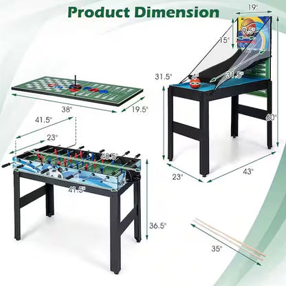 14 in 1-Combo Game Table Set with Foosball Air Hockey Ping Pong Chess Shuffleboard