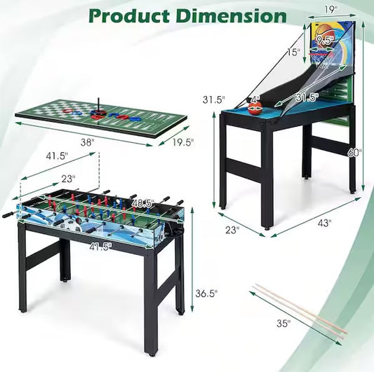 14 in 1-Combo Game Table Set with Foosball Air Hockey Ping Pong Chess Shuffleboard