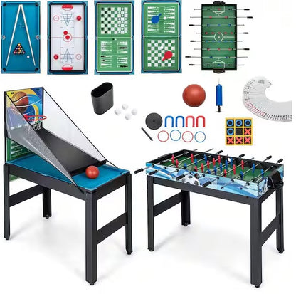 14 in 1-Combo Game Table Set with Foosball Air Hockey Ping Pong Chess Shuffleboard