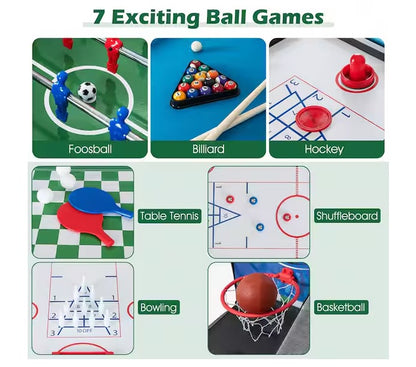 14 in 1-Combo Game Table Set with Foosball Air Hockey Ping Pong Chess Shuffleboard