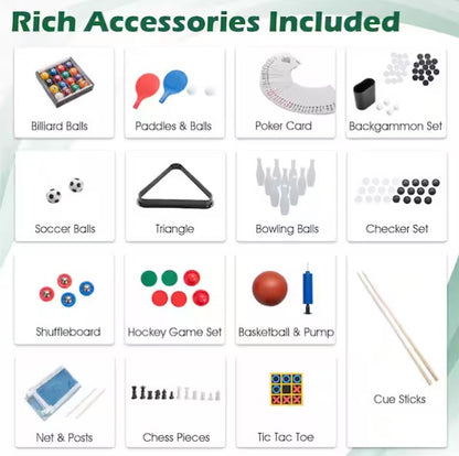 14 in 1-Combo Game Table Set with Foosball Air Hockey Ping Pong Chess Shuffleboard