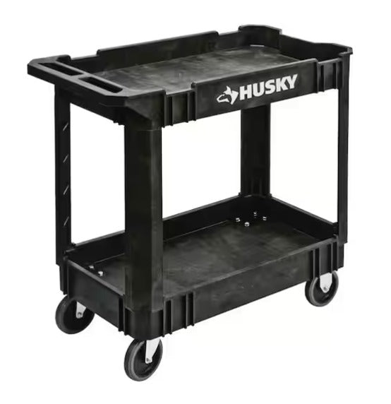 2-Tier Plastic 4-Wheeled Service Cart