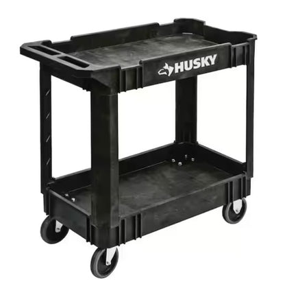 2-Tier Plastic 4-Wheeled Service Cart