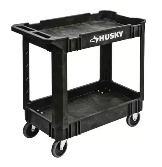 2-Tier Plastic 4-Wheeled Service Cart