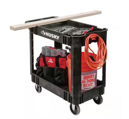 2-Tier Plastic 4-Wheeled Service Cart
