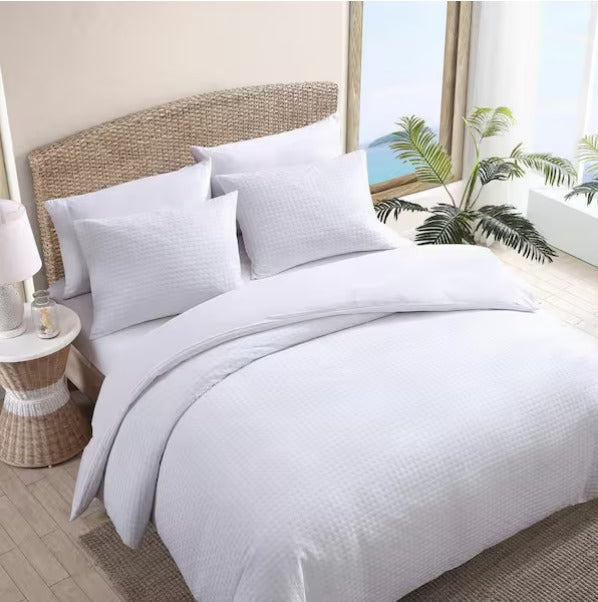 3-Piece White Cotton King Comforter Set