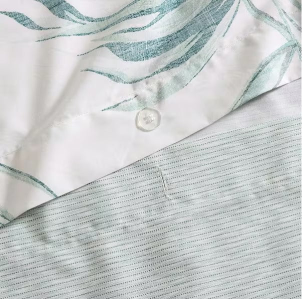 3-Piece Green Cotton Duvet Cover Set