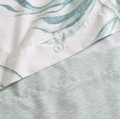 3-Piece Green Cotton Duvet Cover Set